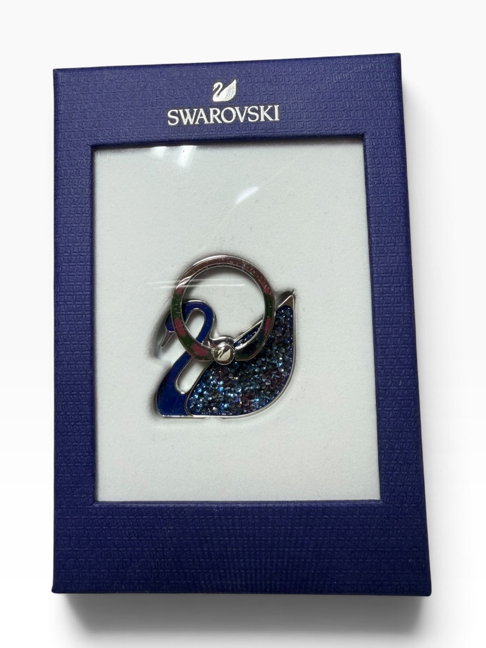 Swarovski Swan Crystal Smartphone Ring Sticker Blue 5531511 New in Box Retired